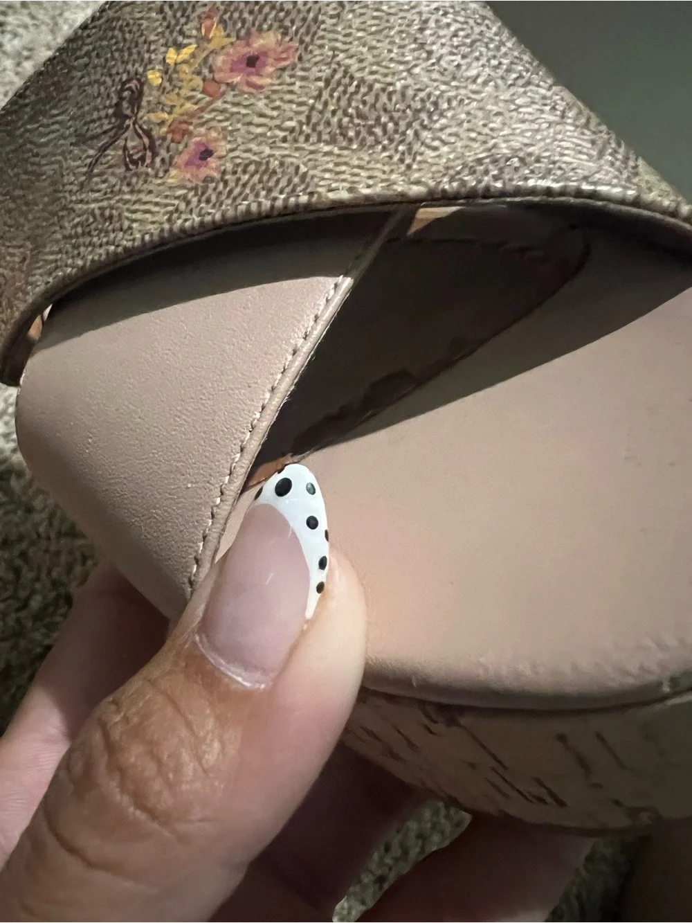 COACH Cross Band Wedge Sandals tan pale blush in leather signature Size 6B